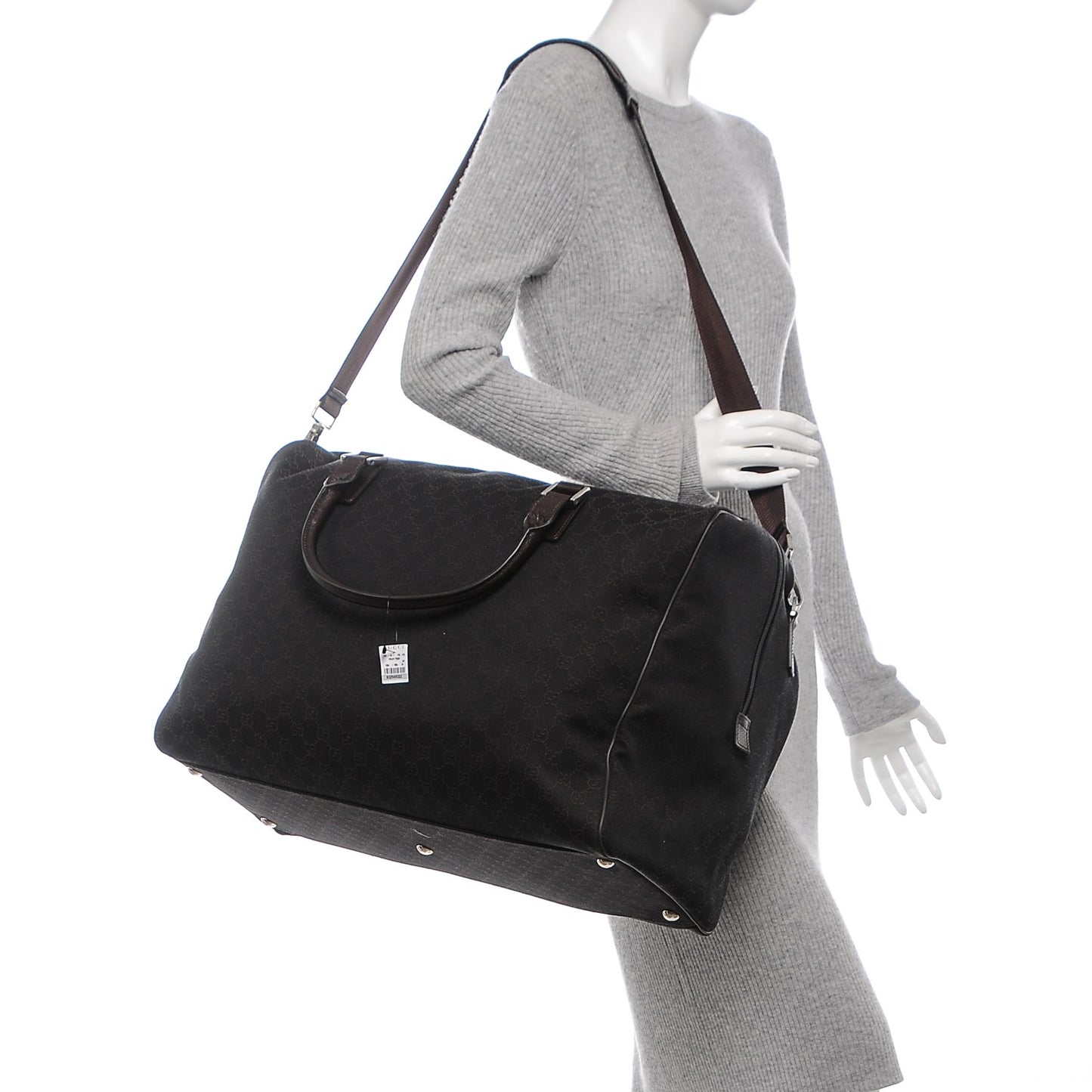 Denim Monogram Large Carry On Duffle Dark Brown