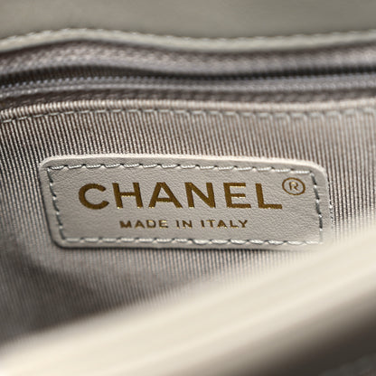 Chanel Calfskin Quilted Small Double Pocket Top Handle Flap Grey 6 of 10