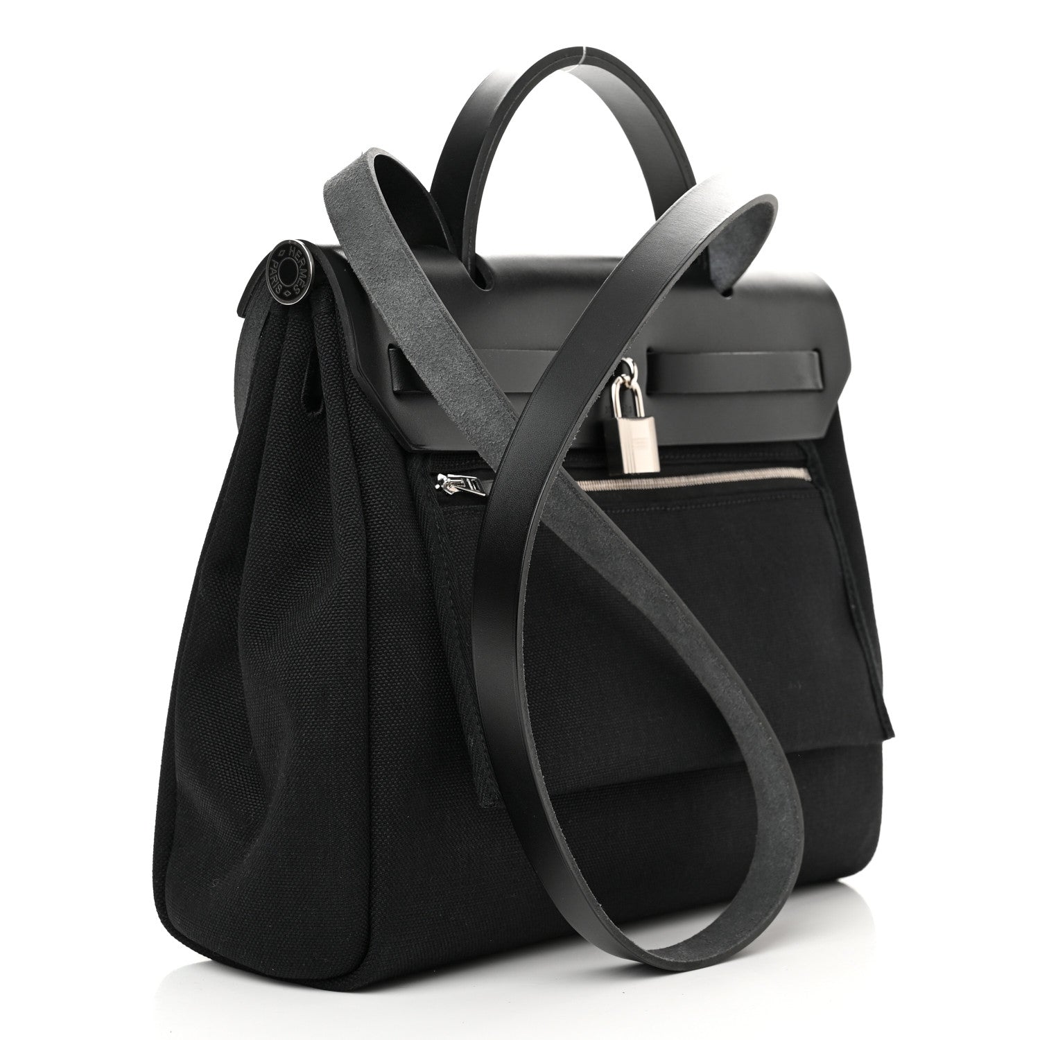 Hermes Military Toile Vache Hunter Herbag Zip PM 31 Black 4 of 11