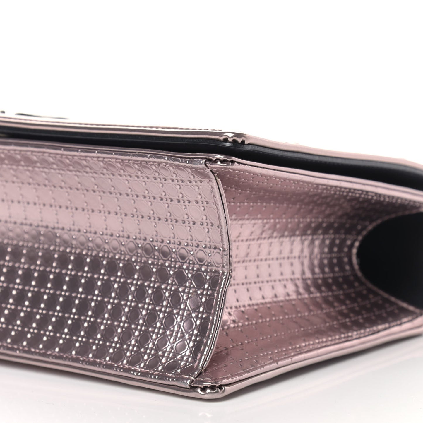 Metallic Patent Micro-Cannage Medium Diorama Flap Bag Pink