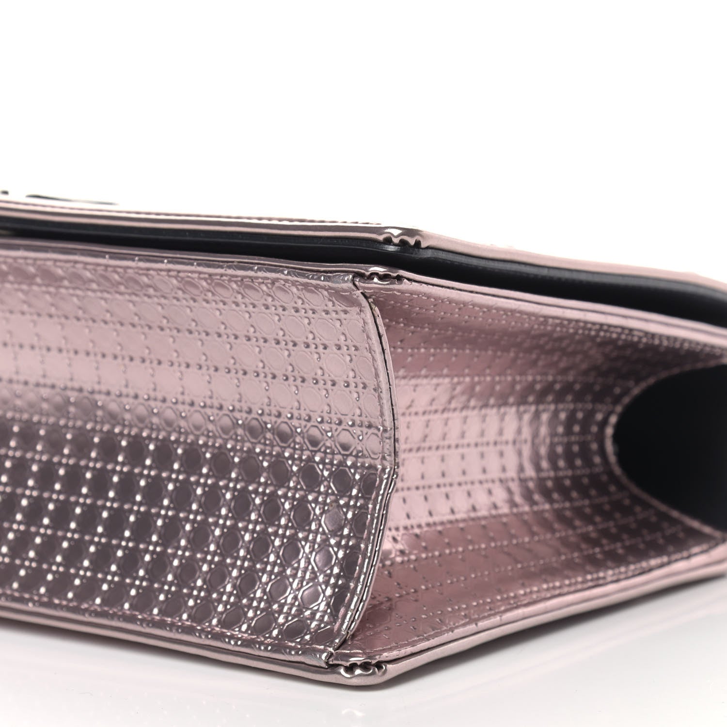 Christian Dior Metallic Patent Micro-Cannage Medium Diorama Flap Bag Pink 10 of 11
