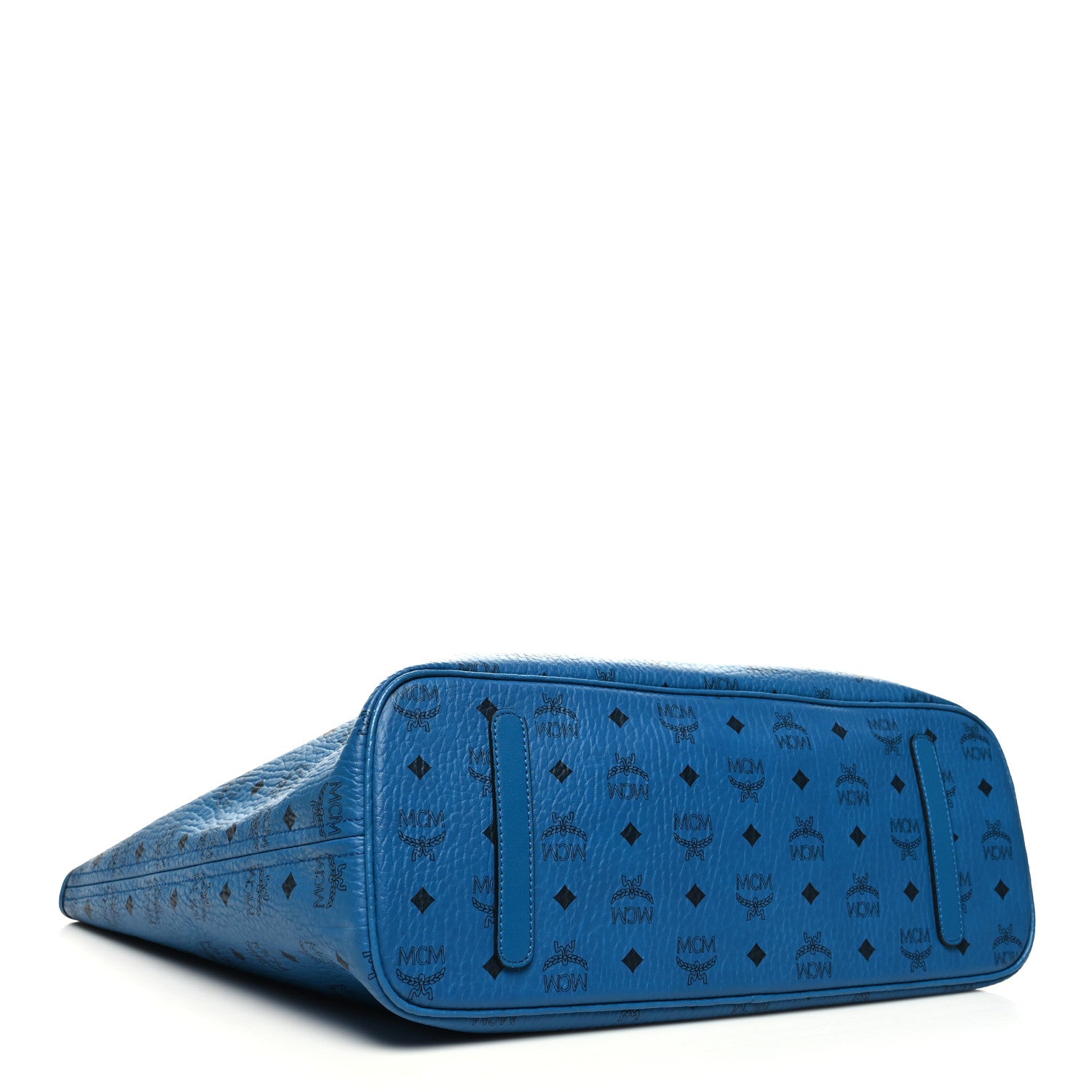 MCM Visetos Large Anya Top Zip Shopper Tote Munich Blue 5 of 15