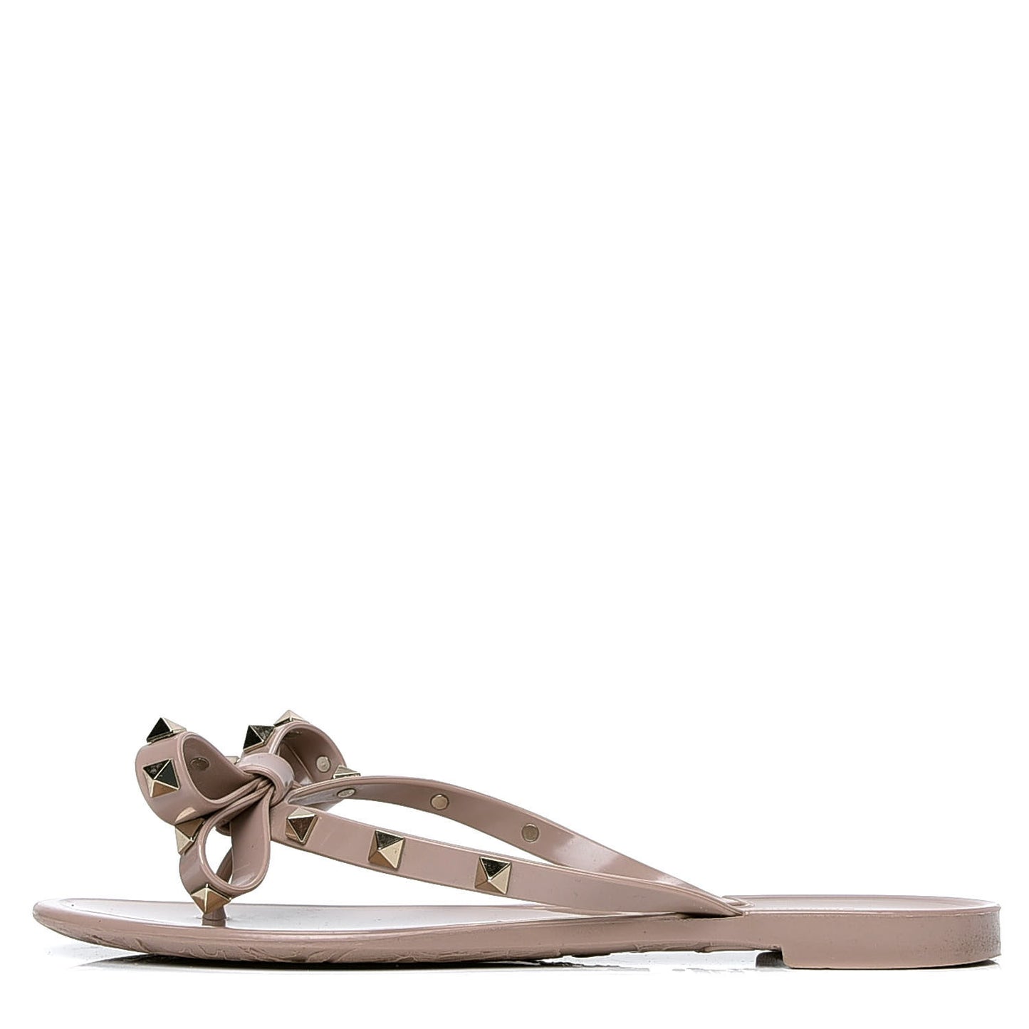 PVC Jelly Rockstud Bow Thong Sandals 37 Poudre