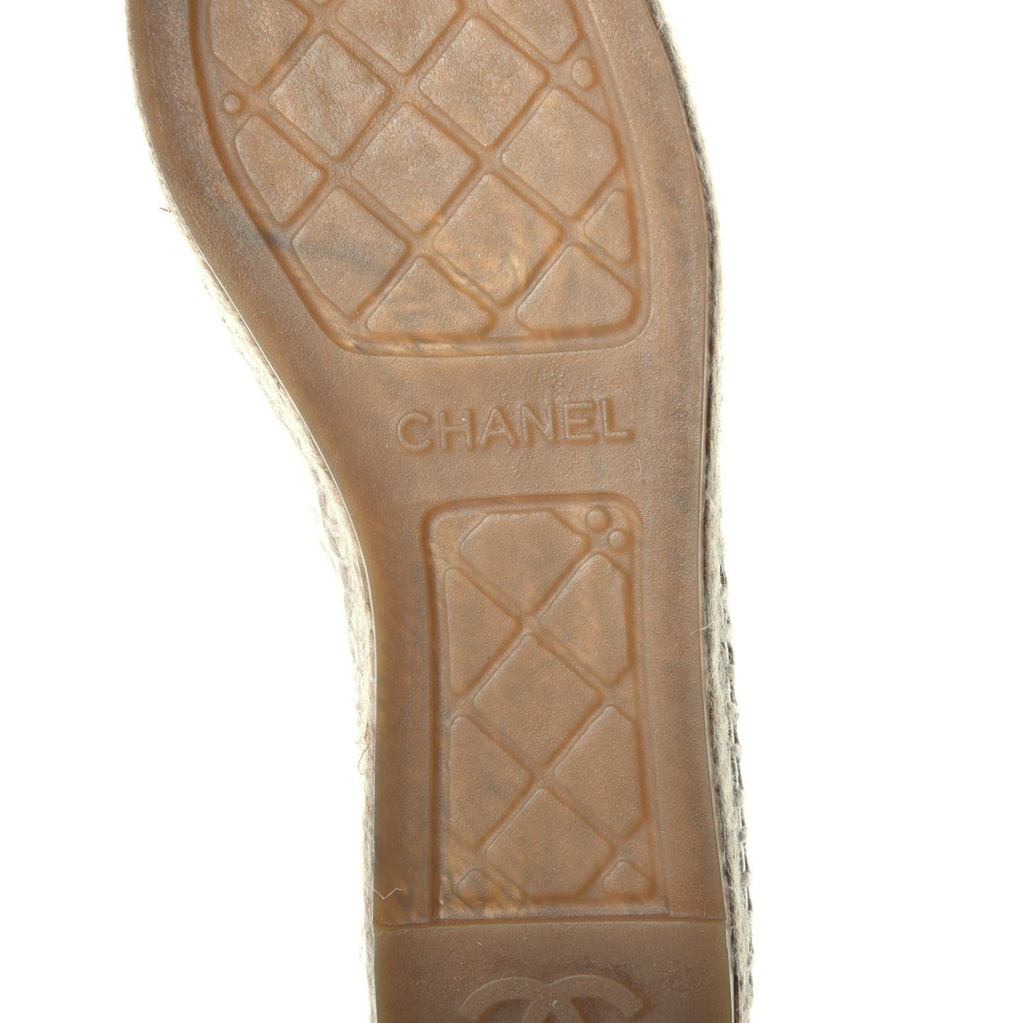 Metallic Calfskin Grosgrain CC Espadrilles 37 Ivory Black
