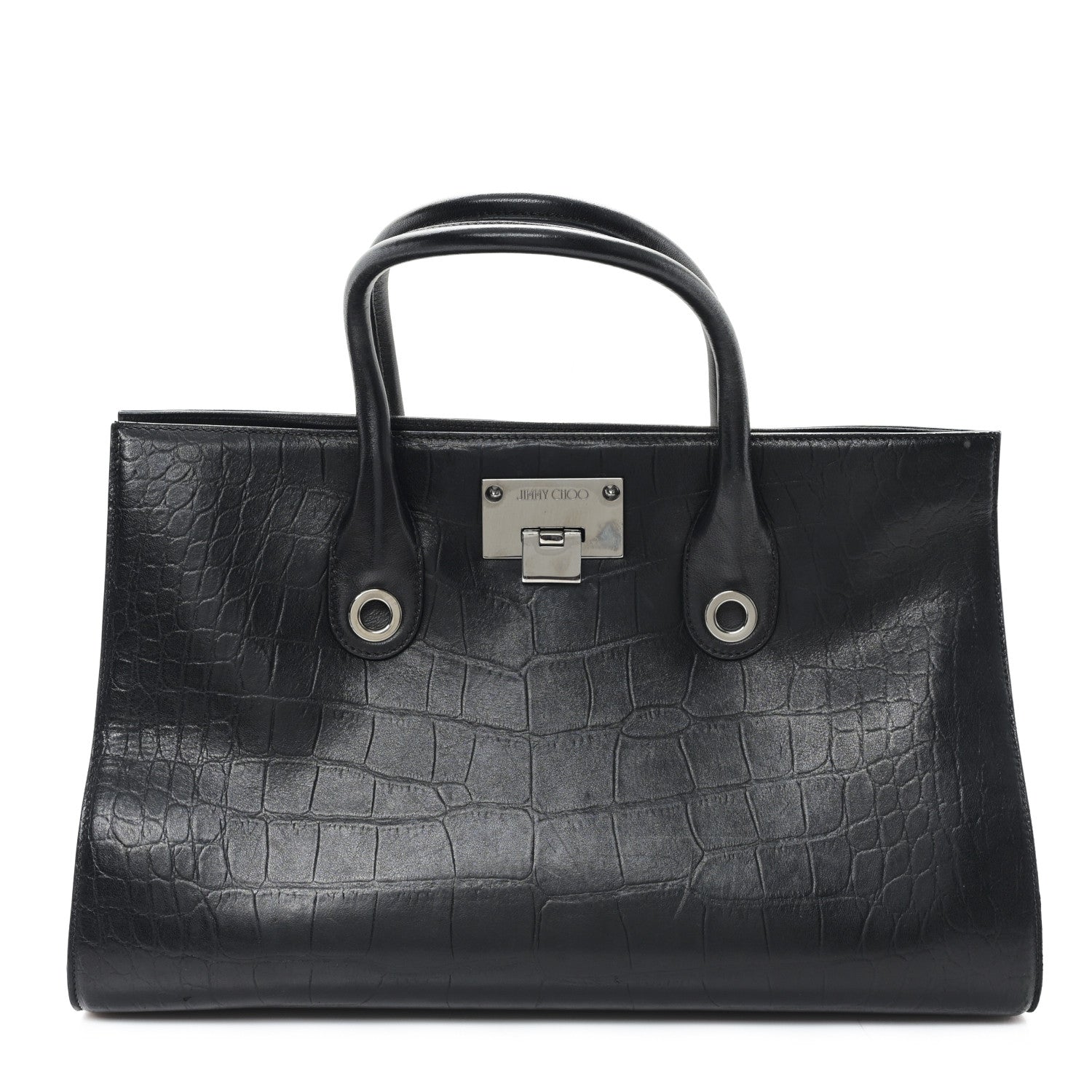 Jimmy Choo Crocodile Embossed Calfskin Riley Tote Black 1 of 10