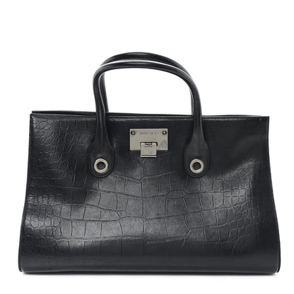Jimmy Choo Crocodile Embossed Calfskin Riley Tote Black 1 of 10