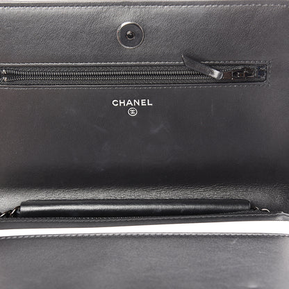 Chanel Aged Calfskin Chevron Quilted Gabrielle Wallet On Chain WOC Black 13 of 16