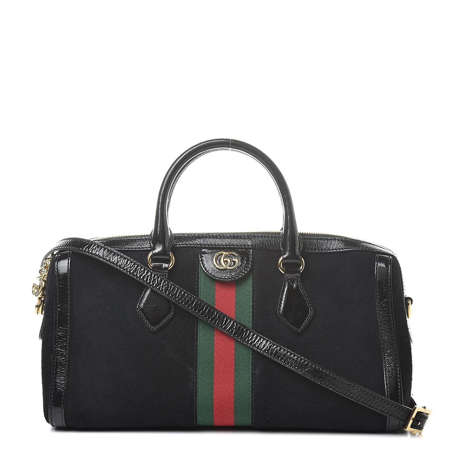 Gucci Suede Patent GG Web Medium Ophidia Boston Black 1 of 14
