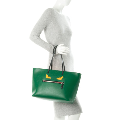 Fendi Vitello Elite Cuoio Monster Buggies Medium Roll Tote Emerald Black Multicolor Yellow 2 of 8