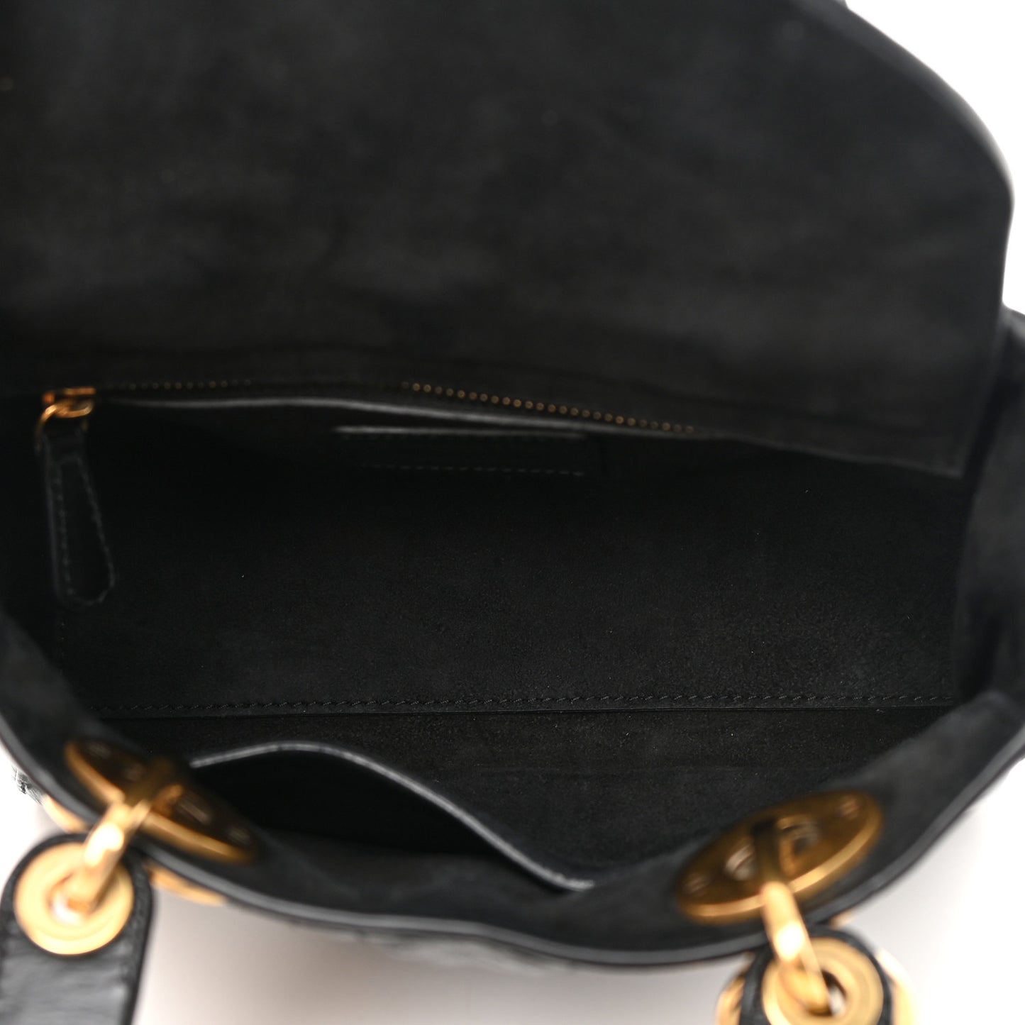 Crinkled Patent Cannage Small Lucky Badges My Lady Dior Black