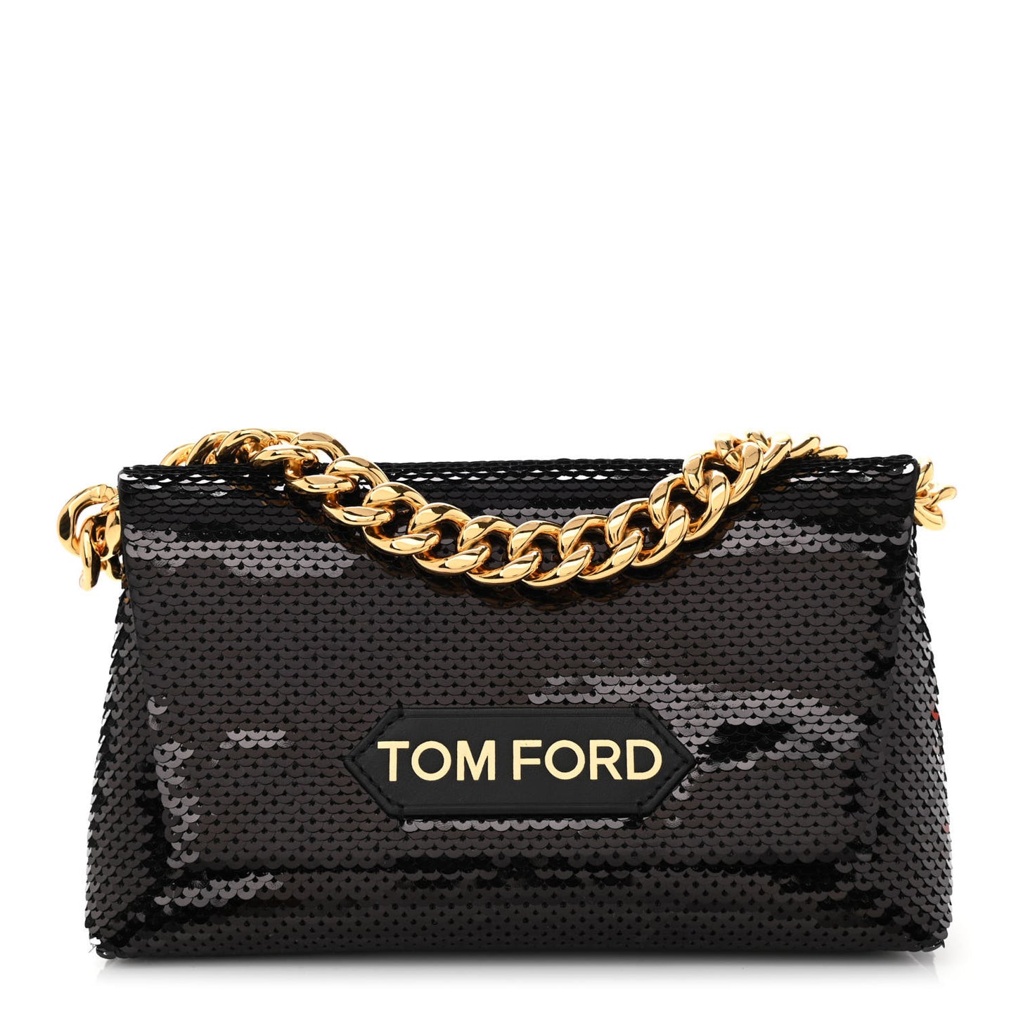 Sequin Mini Label Shoulder Bag Black
