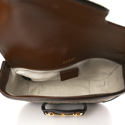Gucci GG Supreme Monogram Web Mini Horsebit 1955 Shoulder Bag Beige Brown Sugar 5 of 6
