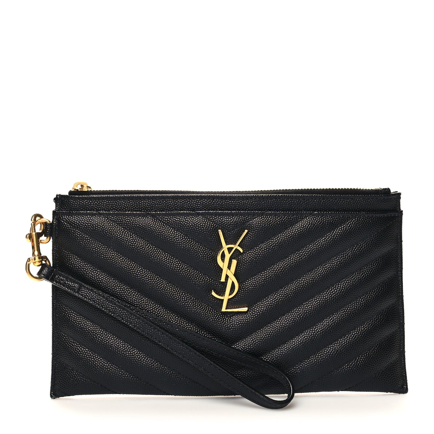 Grain De Poudre Chevron Monogram Large Bill Pouch Black
