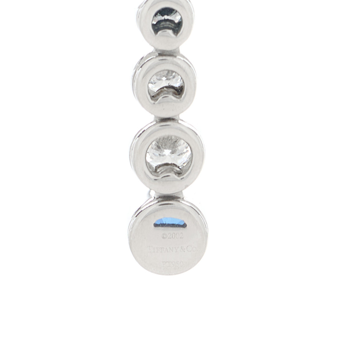 Platinum Diamond Blue Sapphire Jazz Graduated Drop Pendant Necklace