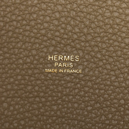 Hermes Taurillon Clemence Casaque Picotin Lock 18 PM Ebene Black Etoupe 6 of 9
