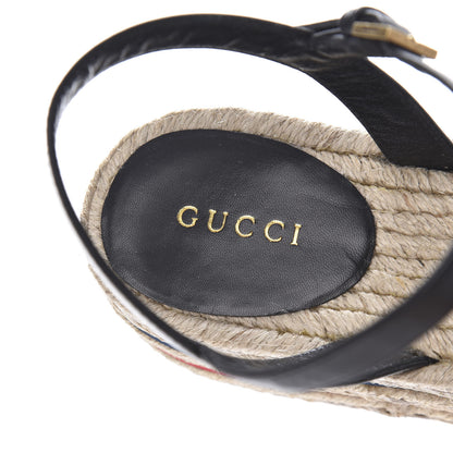 Gucci Cotton Malaga Kid Crochet Pearly GG Lilibeth Espadrille Platform Sandals 40 Black 7 of 9