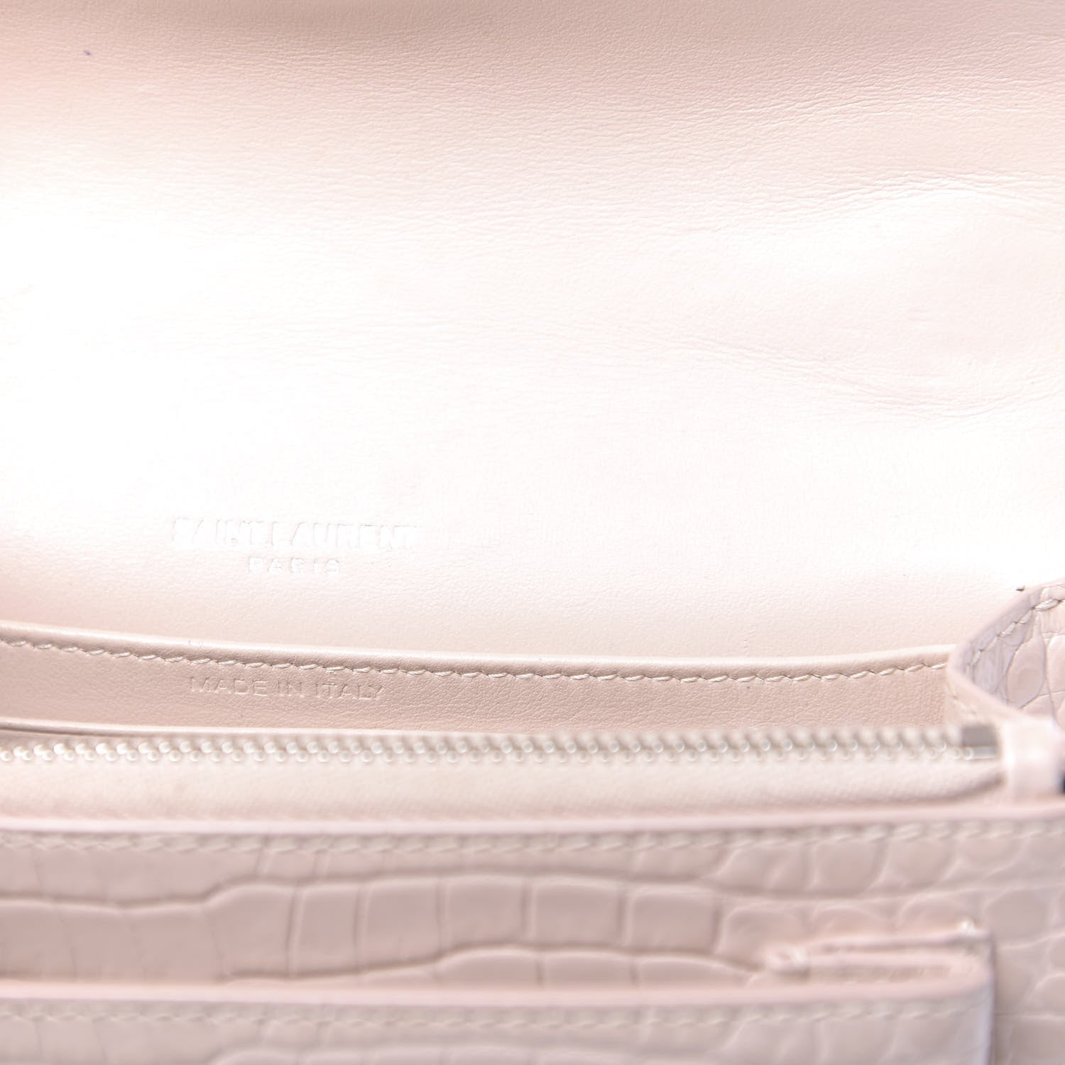 Saint Laurent Calfskin Crocodile Embossed Small Monogram Sunset Soft Nude 6 of 11