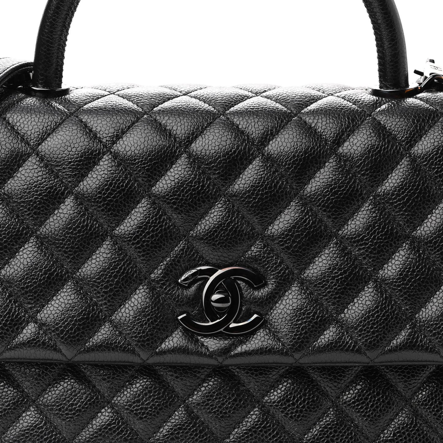 Caviar Quilted Medium Coco Handle Flap So Black