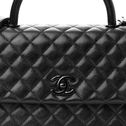 Chanel Caviar Quilted Medium Coco Handle Flap So Black 8 of 10