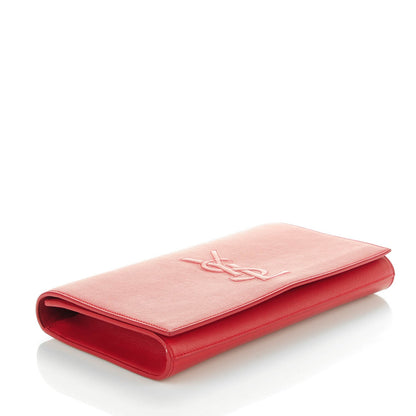 Saint Laurent Calfskin Monogram Large Belle De Jour Clutch Rouge Orient 4 of 7