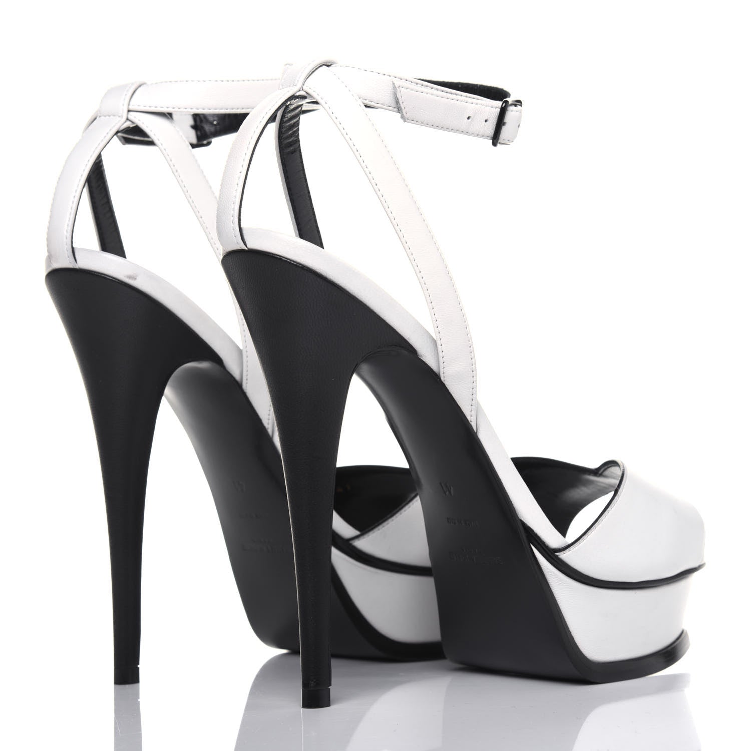 Saint Laurent Calfskin Tribute 105 Open Toe Platform Sandals 41 White 4 of 14