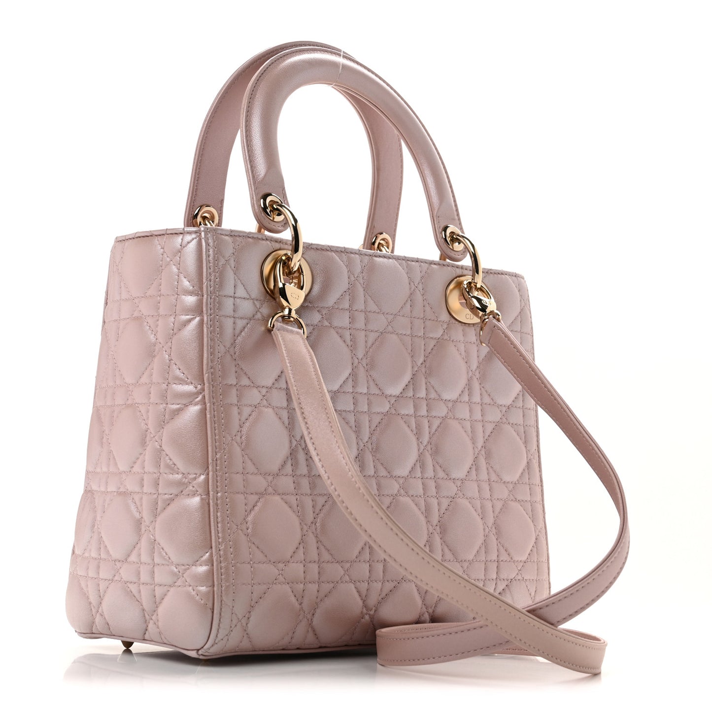Pearly Lambskin Cannage Medium Lady Dior Lotus