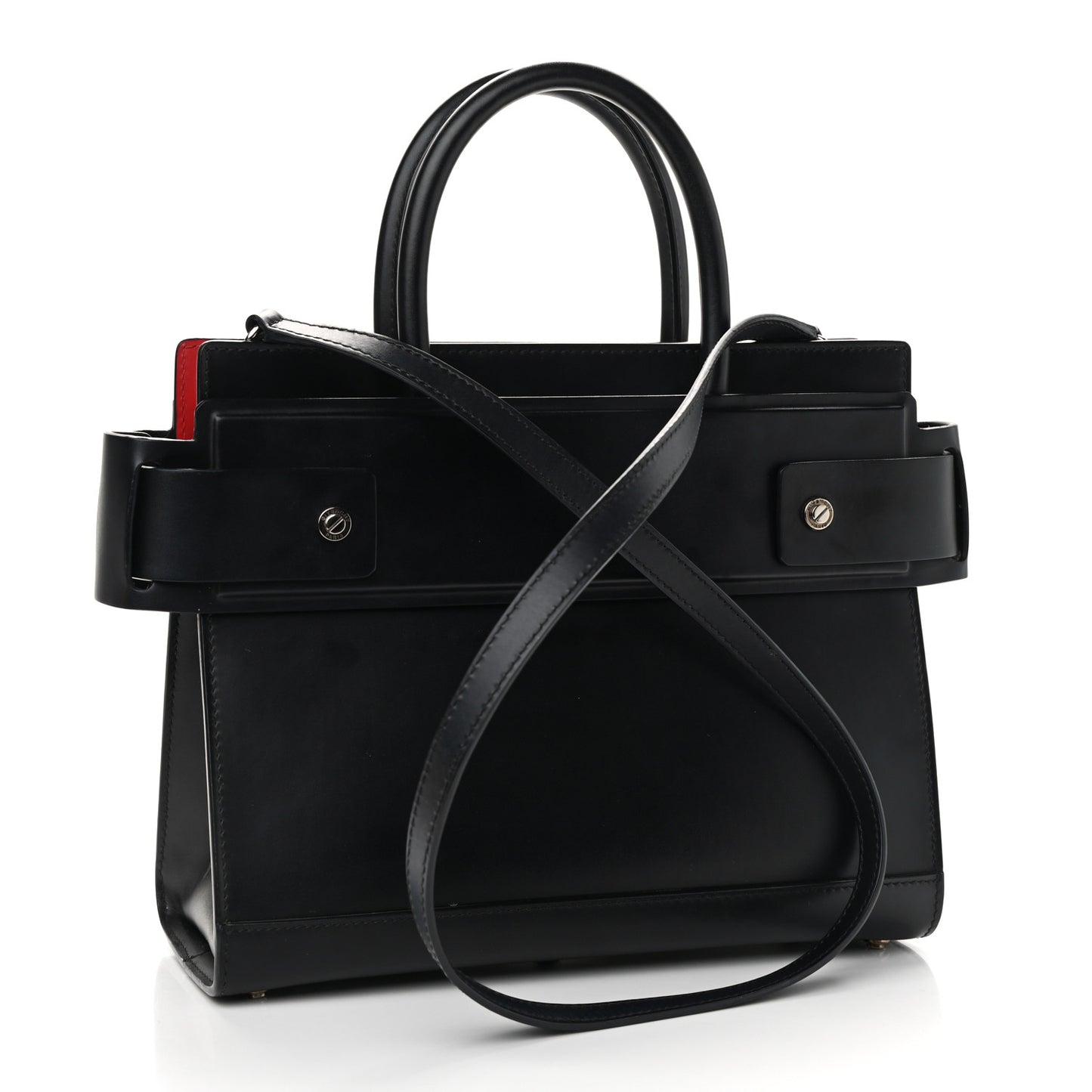 Smooth Calfskin Small Horizon Satchel Black