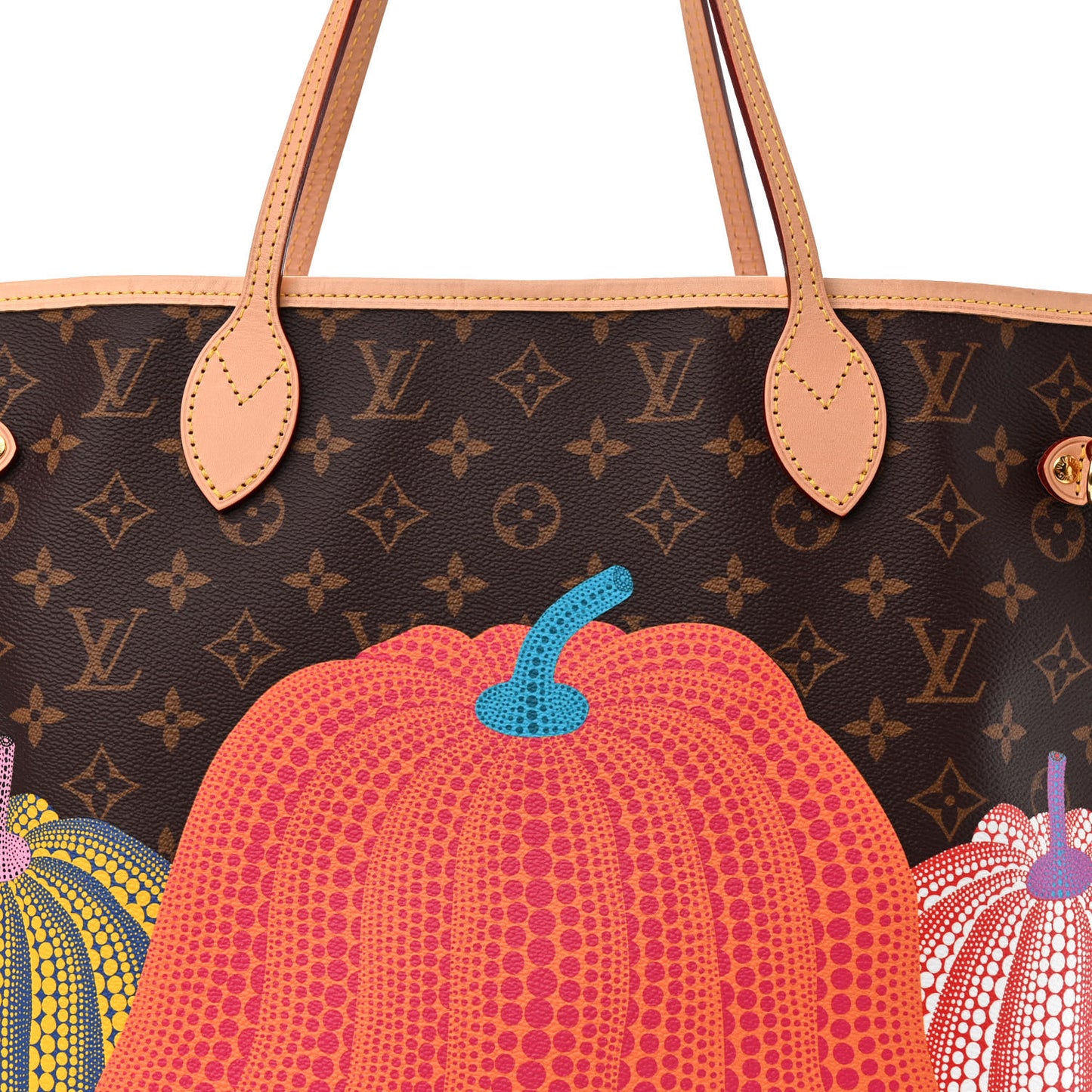 LV X YK Monogram Kusama Pumpkin Neverfull MM