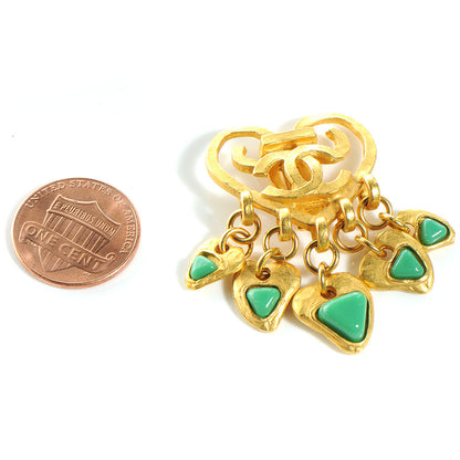 Chanel Heart CC Dangle Clip On Earrings Gold 2 of 4