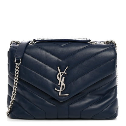 Saint Laurent Calfskin Y Quilted Monogram Small Loulou Chain Satchel Denim Blue 1 of 16