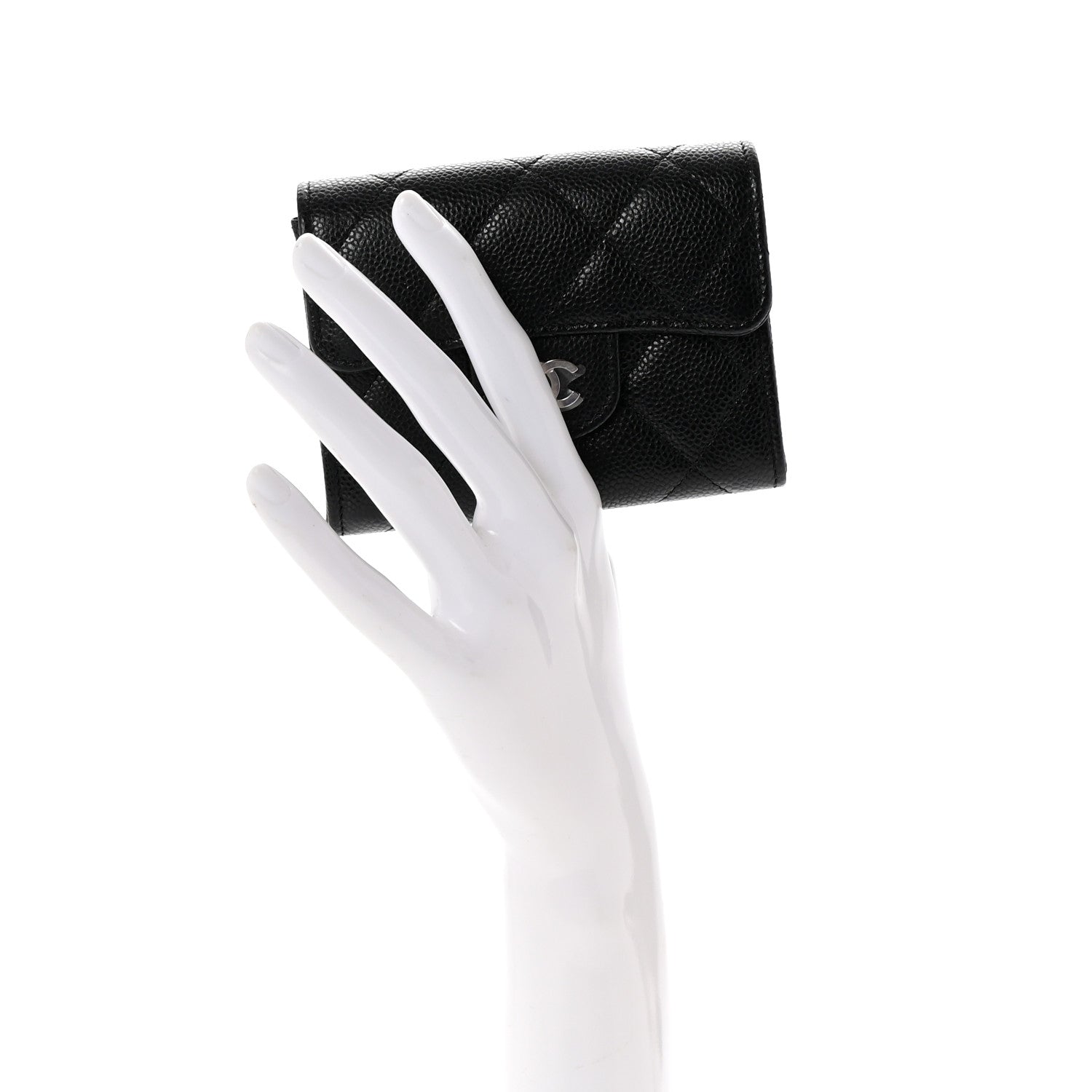 Chanel Caviar Quilted Flap Card Holder Wallet Black 2 of 9