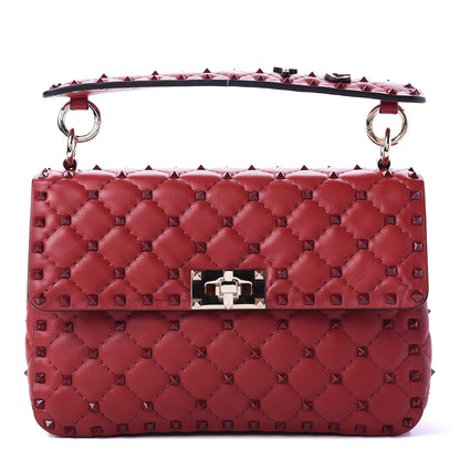 Valentino Garavani Lambskin Monochrome Medium Rockstud Spike Shoulder Bag Red 1 of 12