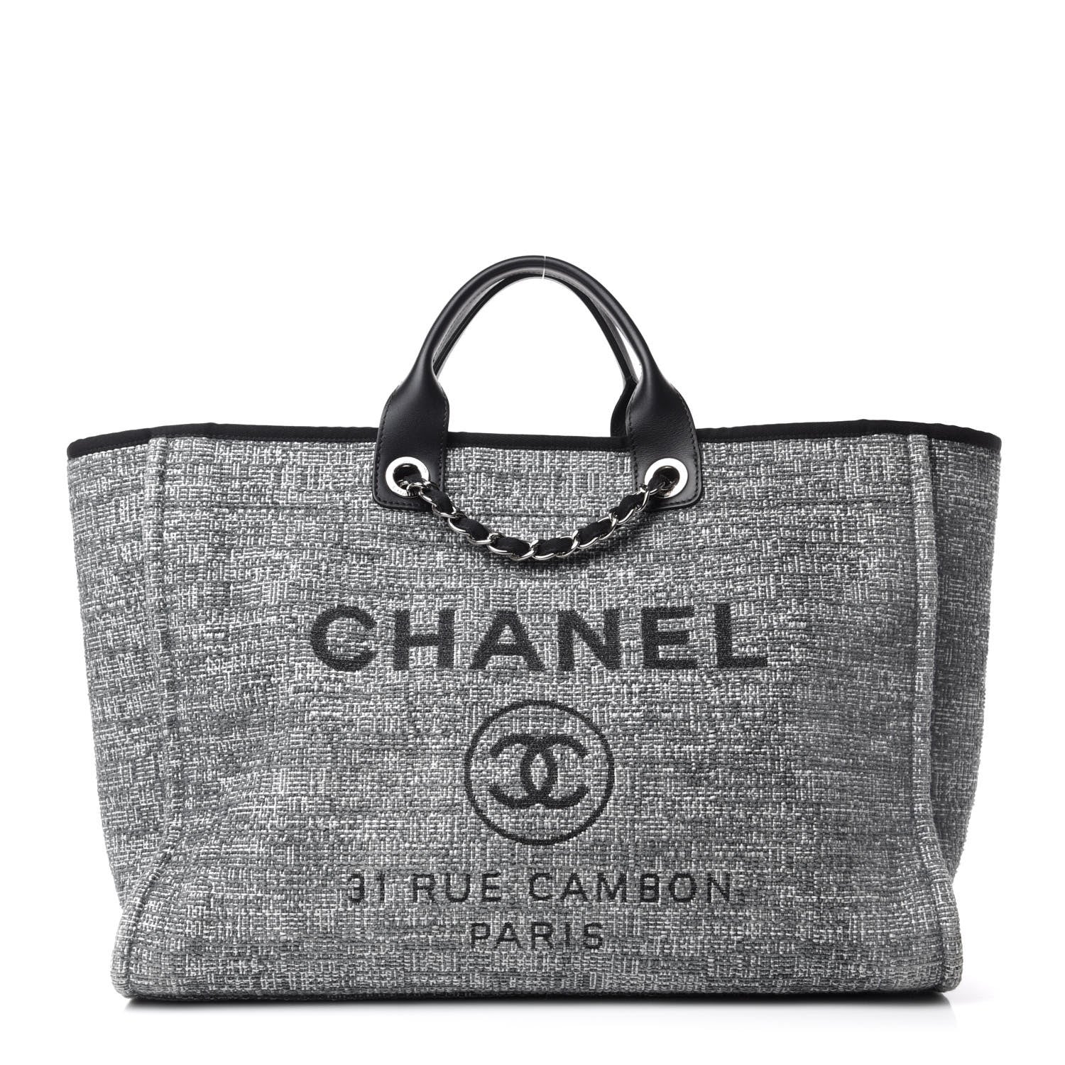 Chanel Canvas Large Deauville Tote Charcoal 1 of 11