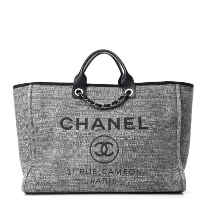 Chanel Canvas Large Deauville Tote Charcoal 1 of 11