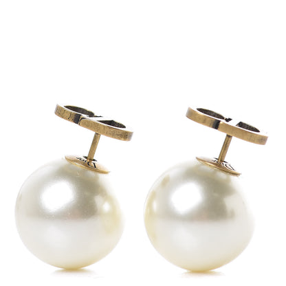 Christian Dior Pearl Mise En Dior Logo Tribal Earrings 1 of 5