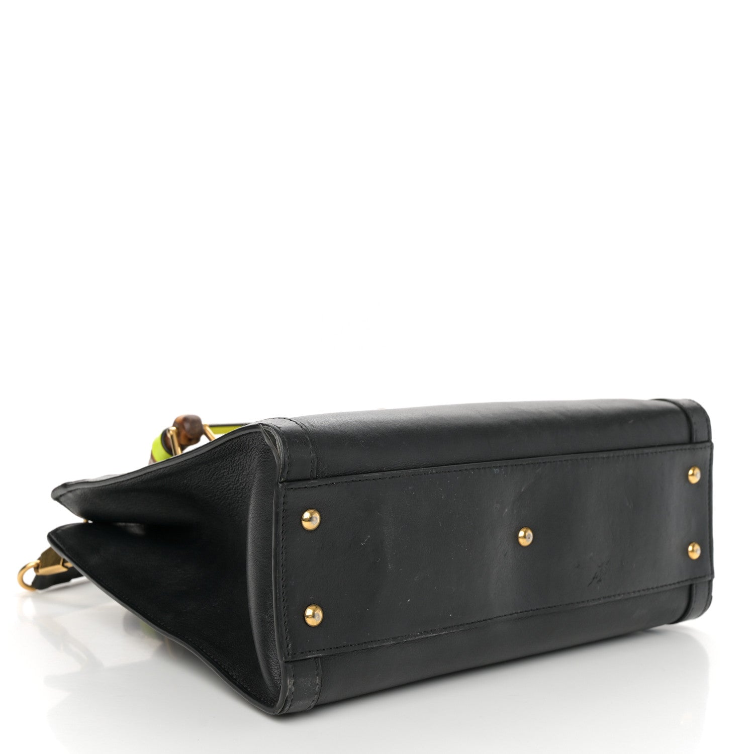 Gucci Calfskin Small Diana Tote Bag Black Yellow Fluo 4 of 14