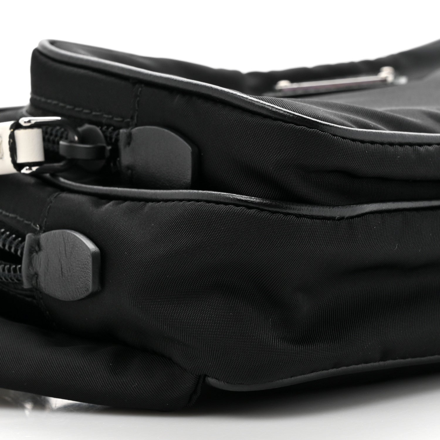 Prada Tessuto Nylon Studded Belt Bag Black White 9 of 9