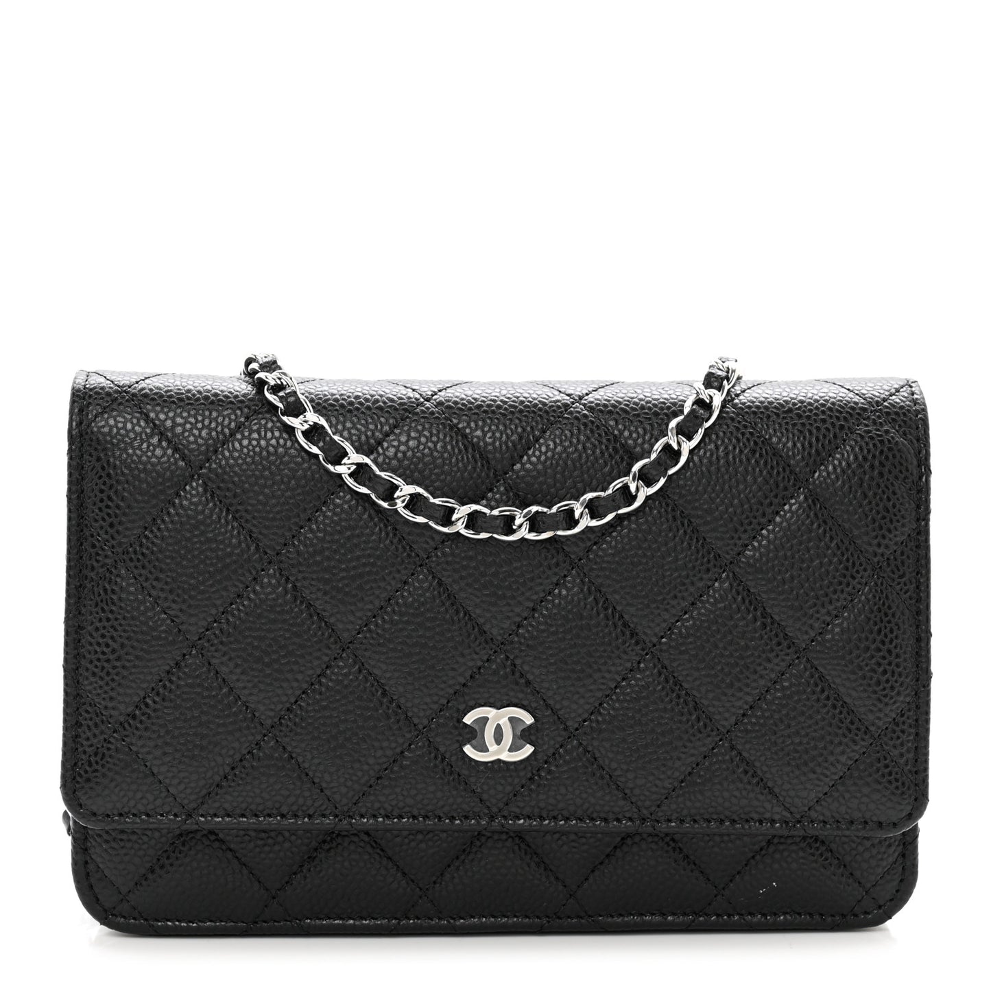 Caviar Quilted Wallet on Chain WOC Black