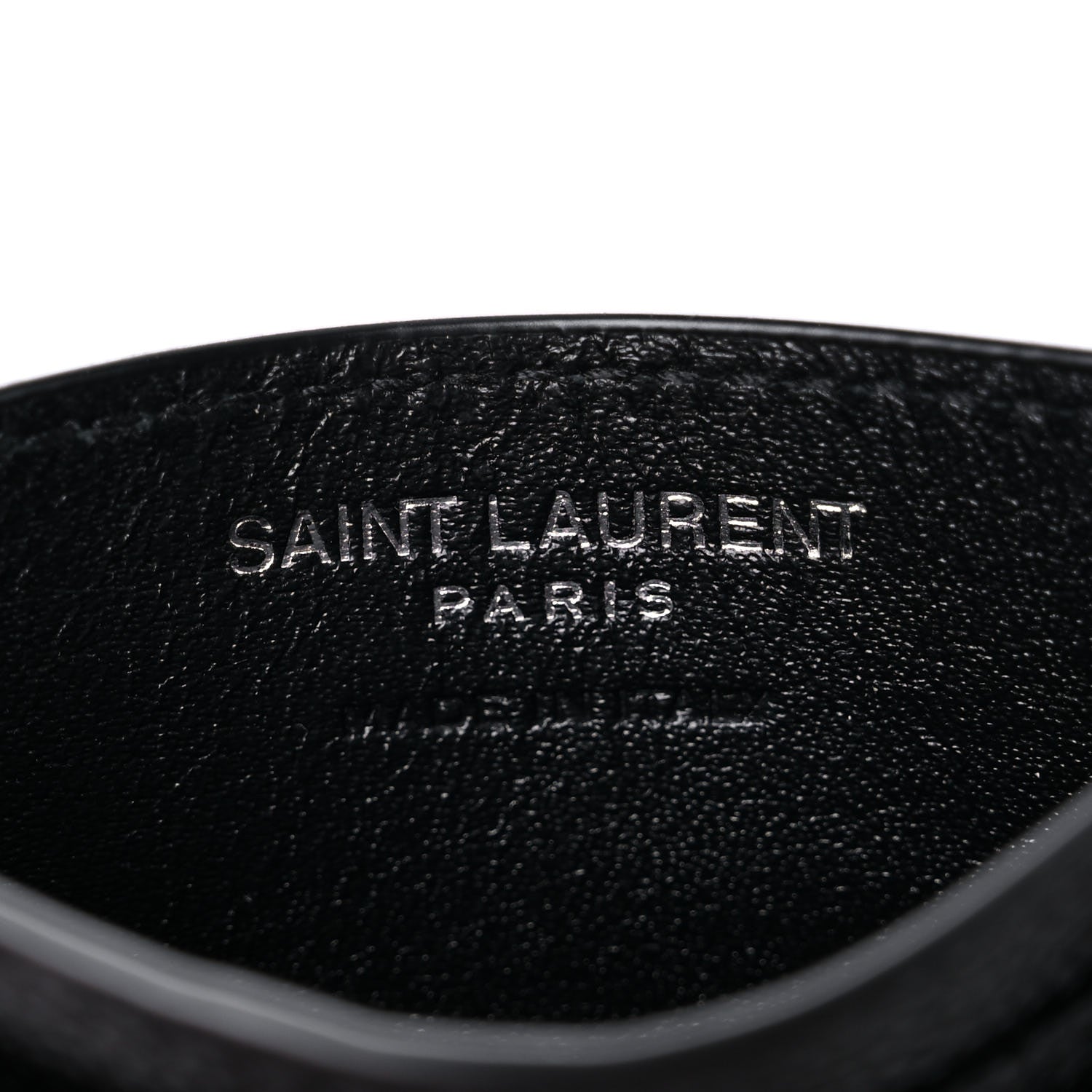Saint Laurent Grain De Poudre Matelasse Chevron Monogram Credit Card Case Black 6 of 8