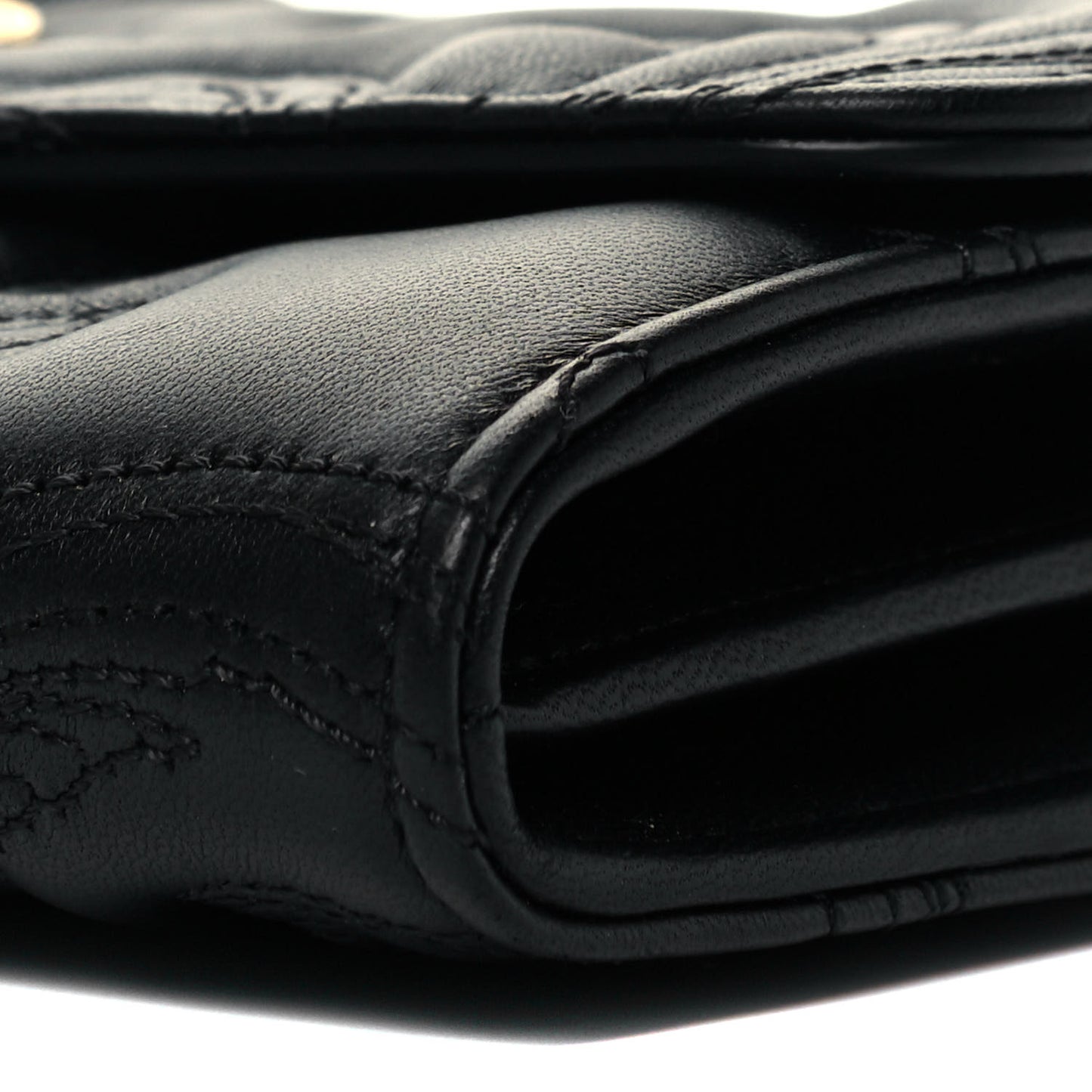 Nappa Barocco Quilted Medusa Wallet On Chain Crossbody Black