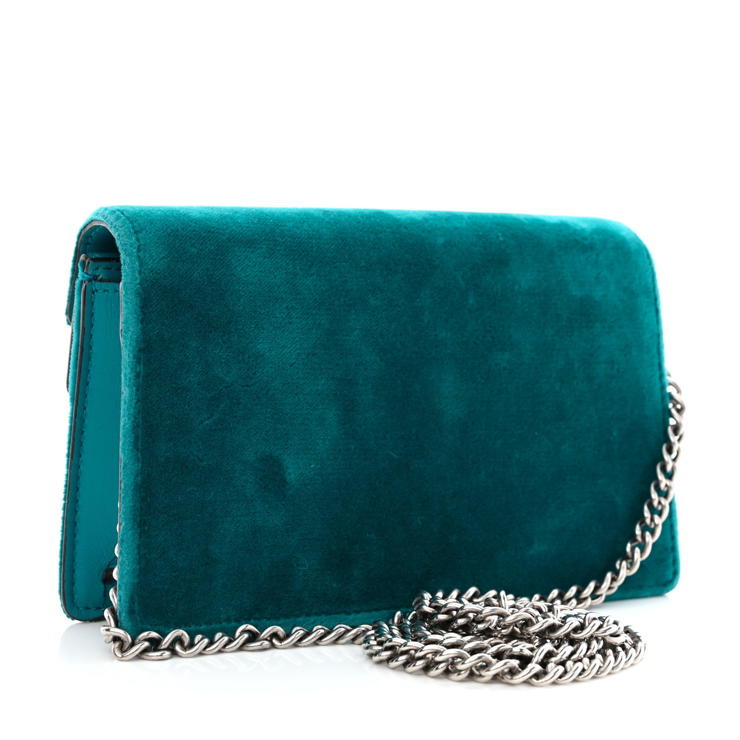 Gucci Velvet Super Mini Dionysus Shoulder Bag Pavone Cyan 3 of 7