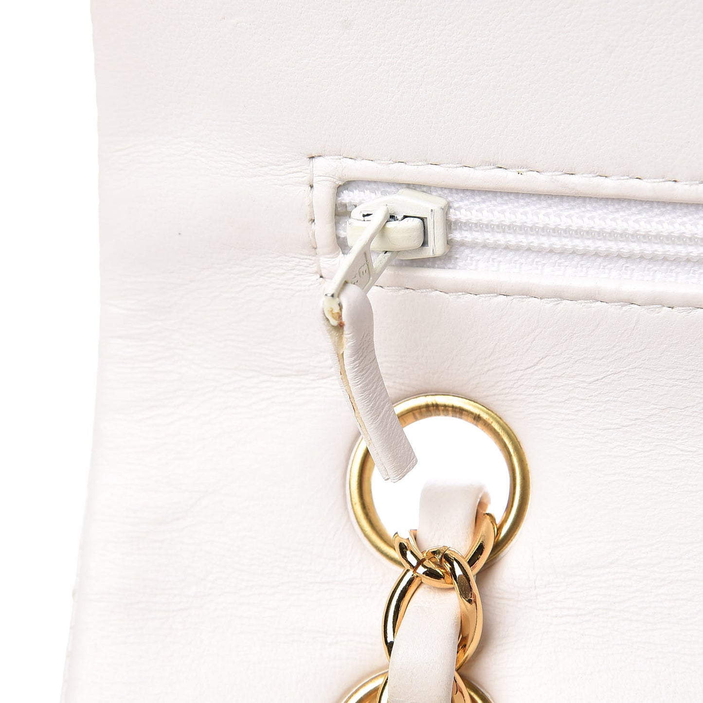 Lambskin Quilted Medium Double Flap White