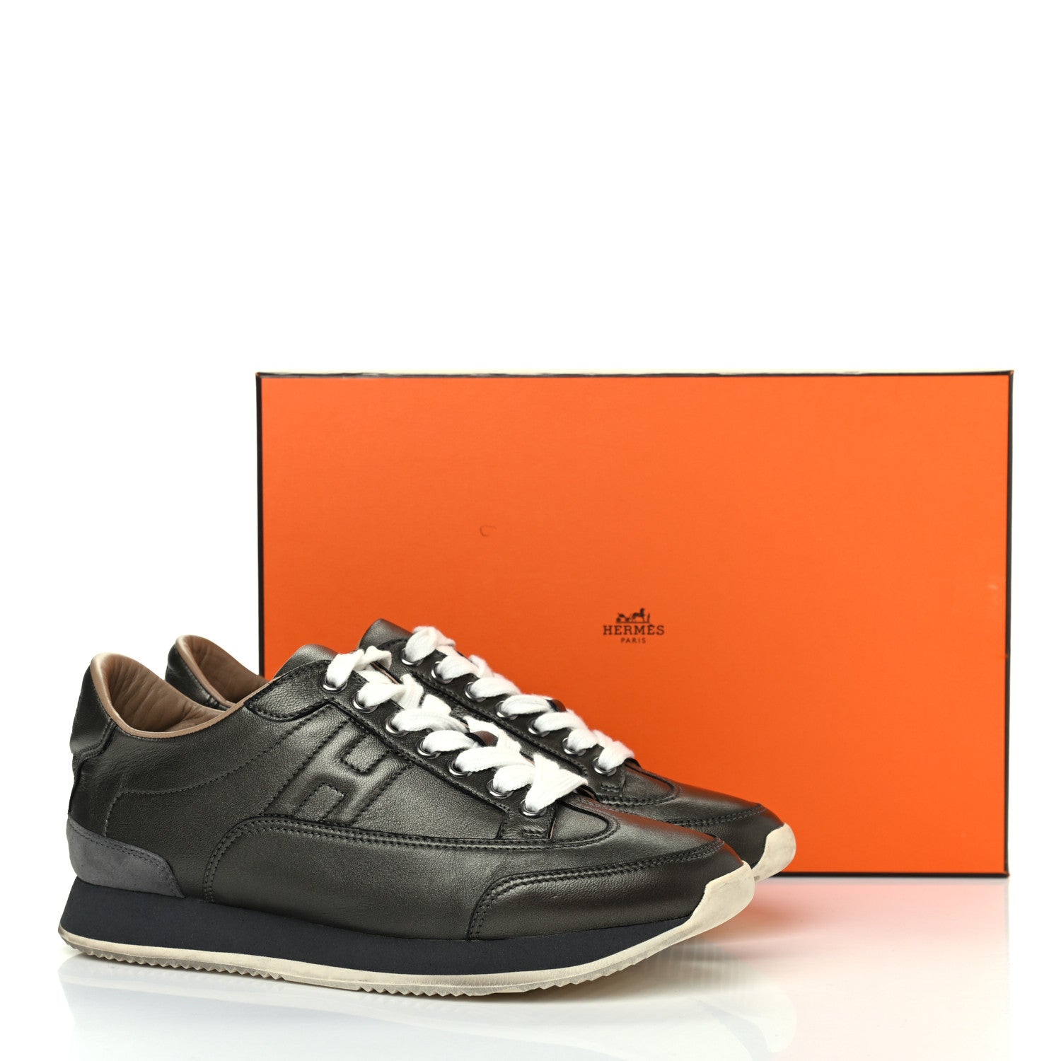 Hermes Metallic Nappa Womens Trail Sneakers 36 Black 13 of 13