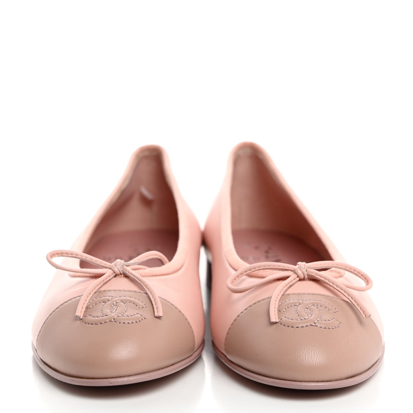 Lambskin Cap Toe CC Ballerina Flats 37.5 Light Pink Dark Pink