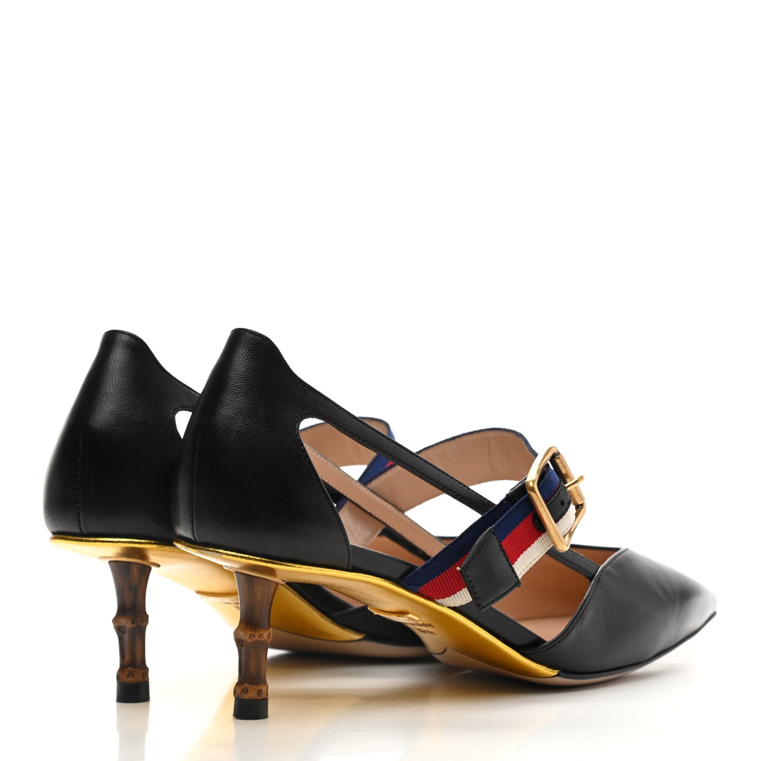 Gucci Malaga Kid Grosgrain Sylvie Web Bamboo Mules 36.5 Black 4 of 15