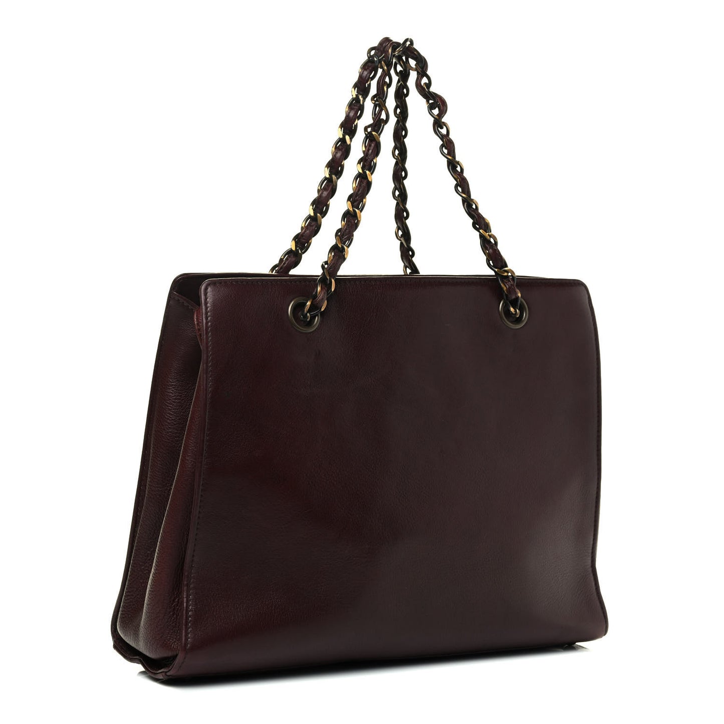 Calfskin Flap Shoulder Bag Burgundy