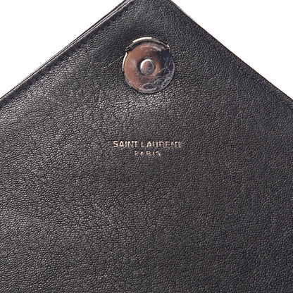Saint Laurent Calfskin Mixed Matelasse Triquilt Large Monogram Satchel Black 6 of 10