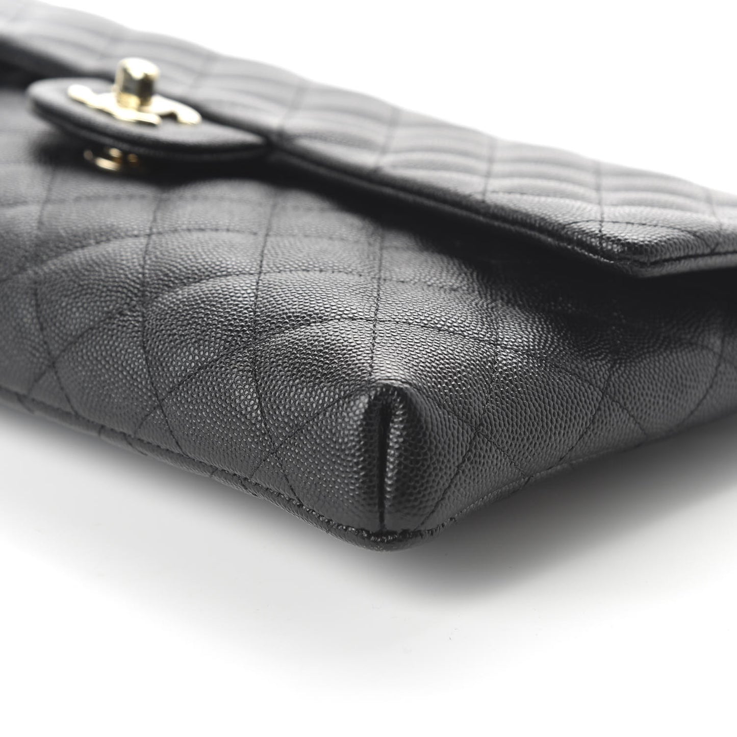Caviar Quilted Flap Clutch Black