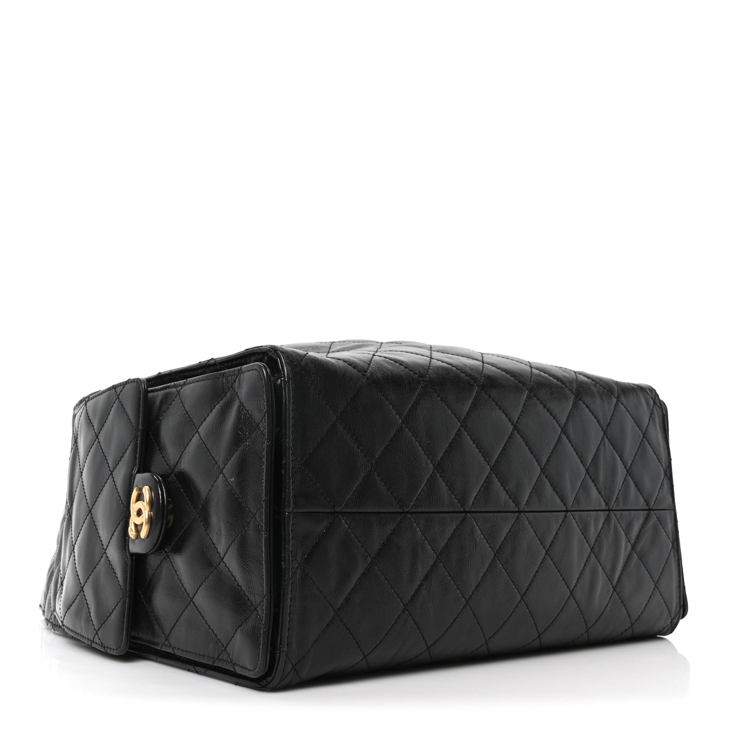 Chanel Shiny Crumpled Calfskin Quilted Medium Chanel 25 Handbag Black Black 4 of 10