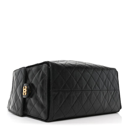 Chanel Shiny Crumpled Calfskin Quilted Medium Chanel 25 Handbag Black Black 4 of 10